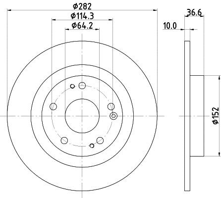 Mintex MDC2857C Rear brake disc, non-ventilated MDC2857C: Buy near me in Poland at 2407.PL - Good price!