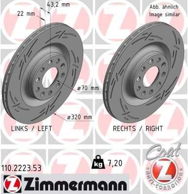 Otto Zimmermann 110.2223.53 Rear ventilated brake disc 110222353: Buy near me in Poland at 2407.PL - Good price!
