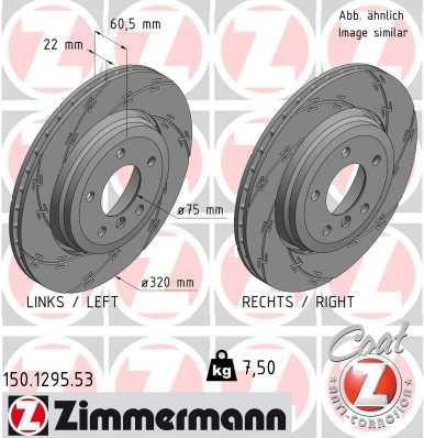 Otto Zimmermann 150.1295.53 Rear ventilated brake disc 150129553: Buy near me in Poland at 2407.PL - Good price!