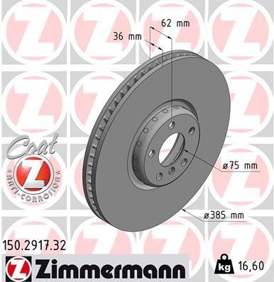 Otto Zimmermann 150. 2917. 32 Тормозной диск передний вентилируемый 150291732: Отличная цена - Купить в Польше на 2407.PL!