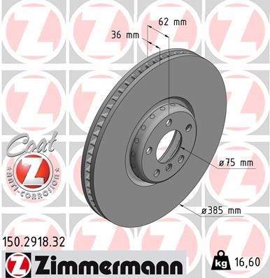 Otto Zimmermann 150. 2918. 32 Тормозной диск передний вентилируемый 150291832: Отличная цена - Купить в Польше на 2407.PL!