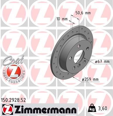 Otto Zimmermann 150.2928.52 Тормозной диск задний невентилируемый 150292852: Купить в Польше - Отличная цена на 2407.PL!
