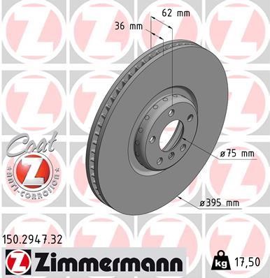 Otto Zimmermann 150.2947.32 Тормозной диск передний левый вентилируемый 150294732: Отличная цена - Купить в Польше на 2407.PL!
