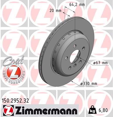 Otto Zimmermann 150.2952.32 Тормозной диск задний левый вентилируемый 150295232: Отличная цена - Купить в Польше на 2407.PL!