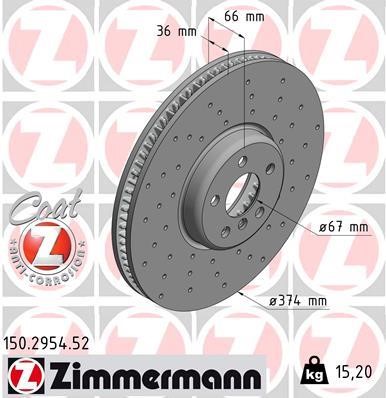 Otto Zimmermann 150.2954.52 Brake disk 150295452: Buy near me in Poland at 2407.PL - Good price!