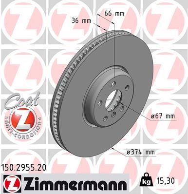 Otto Zimmermann 150.2955.20 Brake disk 150295520: Buy near me in Poland at 2407.PL - Good price!