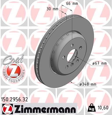 Otto Zimmermann 150.2956.32 Front brake disc ventilated 150295632: Buy near me at 2407.PL in Poland at an Affordable price!