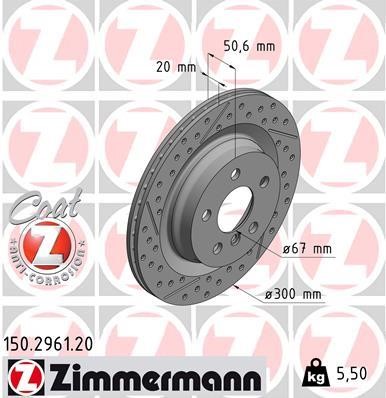 Otto Zimmermann 150.2961.20 Rear ventilated brake disc 150296120: Buy near me in Poland at 2407.PL - Good price!