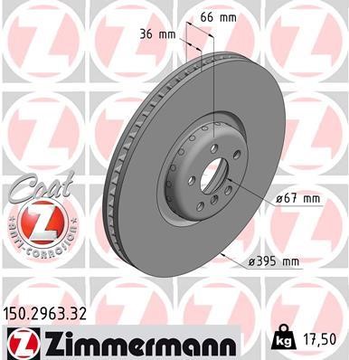 Otto Zimmermann 150.2963.32 Тормозной диск передний правый вентилируемый 150296332: Отличная цена - Купить в Польше на 2407.PL!