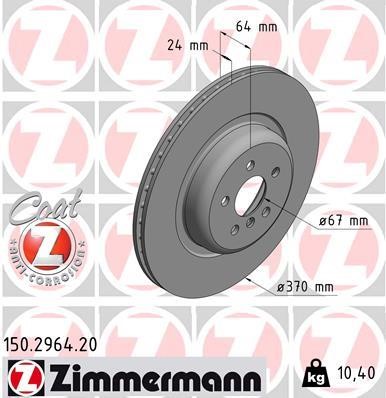 Otto Zimmermann 150.2964.20 Rear ventilated brake disc 150296420: Buy near me in Poland at 2407.PL - Good price!