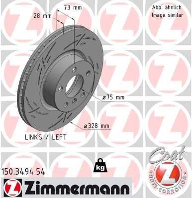 Otto Zimmermann 150.3494.54 Front brake disc ventilated 150349454: Buy near me in Poland at 2407.PL - Good price!