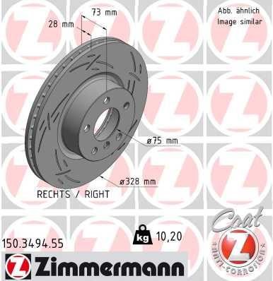 Otto Zimmermann 150.3494.55 Front brake disc ventilated 150349455: Buy near me in Poland at 2407.PL - Good price!