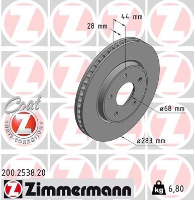 Otto Zimmermann 200.2538.20 Тормозной диск передний вентилируемый 200253820: Отличная цена - Купить в Польше на 2407.PL!