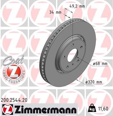 Otto Zimmermann 200.2544.20 Front brake disc ventilated 200254420: Buy near me in Poland at 2407.PL - Good price!