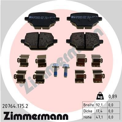 Otto Zimmermann 20764.175.2 Тормозные колодки дисковые, комплект 207641752: Отличная цена - Купить в Польше на 2407.PL!