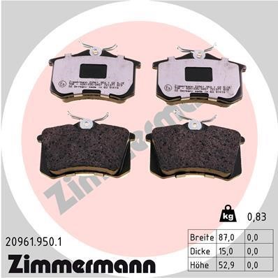 Otto Zimmermann 20961.950.1 Brake Pad Set, disc brake 209619501: Buy near me in Poland at 2407.PL - Good price!