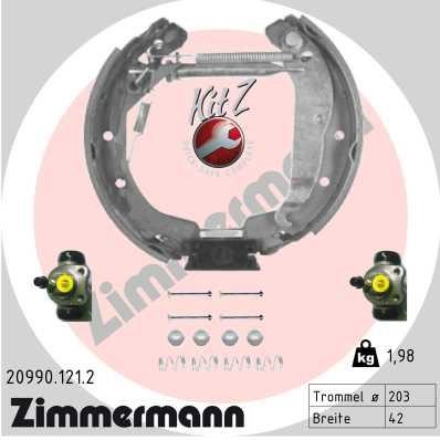 Otto Zimmermann 20990.121.2 Brake shoe set 209901212: Buy near me in Poland at 2407.PL - Good price!