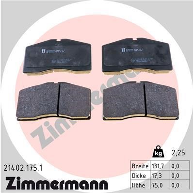 Otto Zimmermann 21402.175.1 Тормозные колодки дисковые, комплект 214021751: Отличная цена - Купить в Польше на 2407.PL!