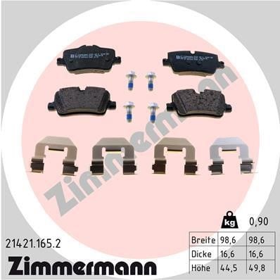 Otto Zimmermann 21421.165.2 Brake Pad Set, disc brake 214211652: Buy near me at 2407.PL in Poland at an Affordable price!