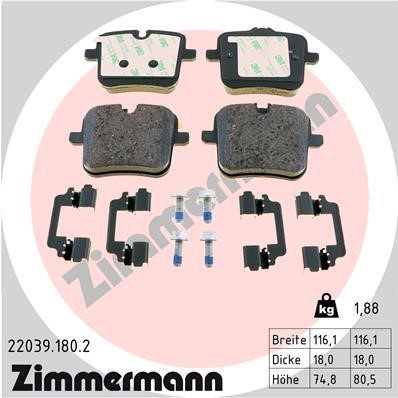 Otto Zimmermann 22039.180.2 Brake Pad Set, disc brake 220391802: Buy near me at 2407.PL in Poland at an Affordable price!