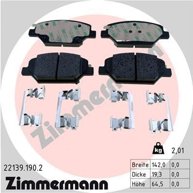 Otto Zimmermann 22139.190.2 Тормозные колодки дисковые, комплект 221391902: Отличная цена - Купить в Польше на 2407.PL!