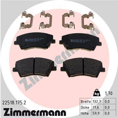 Otto Zimmermann 22518.175.2 Тормозные колодки дисковые, комплект 225181752: Отличная цена - Купить в Польше на 2407.PL!