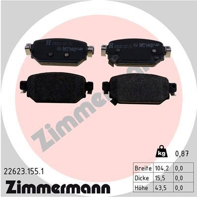 Otto Zimmermann 22623.155.1 Brake Pad Set, disc brake 226231551: Buy near me at 2407.PL in Poland at an Affordable price!