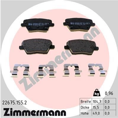 Otto Zimmermann 22675.155.2 Brake Pad Set, disc brake 226751552: Buy near me in Poland at 2407.PL - Good price!