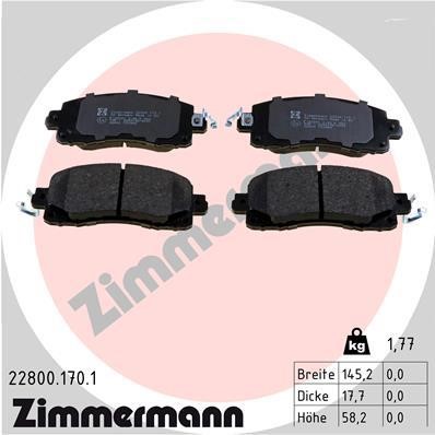 Otto Zimmermann 22800.170.1 Тормозные колодки дисковые, комплект 228001701: Отличная цена - Купить в Польше на 2407.PL!