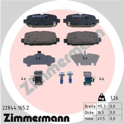Otto Zimmermann 22844.165.2 Тормозные колодки дисковые, комплект 228441652: Отличная цена - Купить в Польше на 2407.PL!
