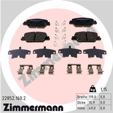 Otto Zimmermann 22852.160.2 Brake Pad Set, disc brake 228521602: Buy near me in Poland at 2407.PL - Good price!