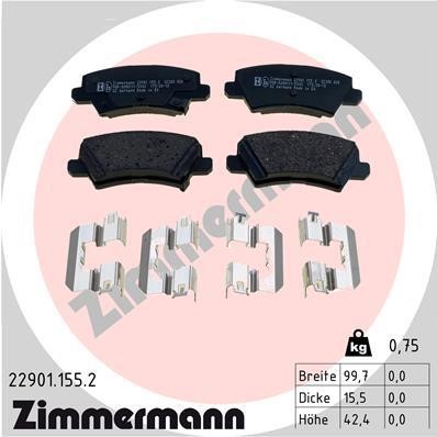 Otto Zimmermann 22901.155.2 Тормозные колодки дисковые, комплект 229011552: Отличная цена - Купить в Польше на 2407.PL!