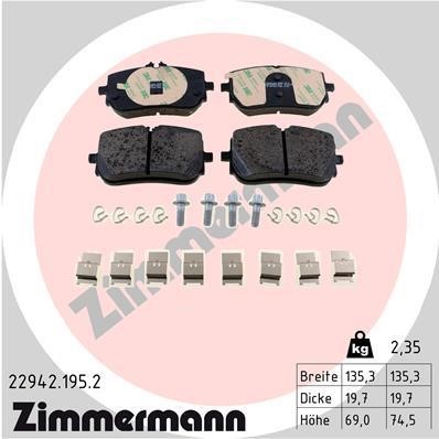 Otto Zimmermann 22942.195.2 Тормозные колодки дисковые, комплект 229421952: Отличная цена - Купить в Польше на 2407.PL!