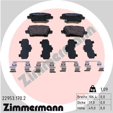 Otto Zimmermann 22953.170.2 Гальмівні колодки, комплект 229531702: Приваблива ціна - Купити у Польщі на 2407.PL!