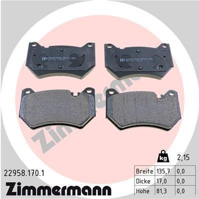 Otto Zimmermann 22958.170.1 Brake Pad Set, disc brake 229581701: Buy near me in Poland at 2407.PL - Good price!