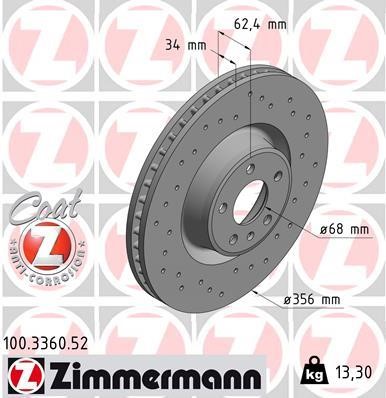 Otto Zimmermann 100.3360.52 Тормозной диск передний вентилируемый 100336052: Отличная цена - Купить в Польше на 2407.PL!