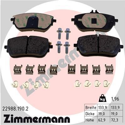 Otto Zimmermann 22988.190.2 Brake Pad Set, disc brake 229881902: Buy near me in Poland at 2407.PL - Good price!