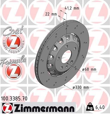 Otto Zimmermann 100.3385.70 Rear ventilated brake disc 100338570: Buy near me in Poland at 2407.PL - Good price!
