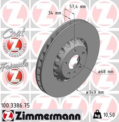 Otto Zimmermann 100.3386.75 Тормозной диск передний вентилируемый 100338675: Отличная цена - Купить в Польше на 2407.PL!