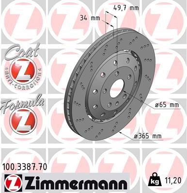 Otto Zimmermann 100.3387.70 Тормозной диск передний вентилируемый 100338770: Отличная цена - Купить в Польше на 2407.PL!