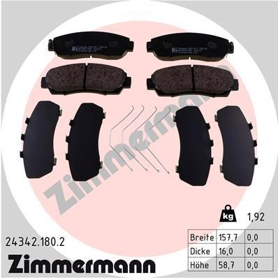 Otto Zimmermann 24342.180.2 Тормозные колодки дисковые, комплект 243421802: Отличная цена - Купить в Польше на 2407.PL!