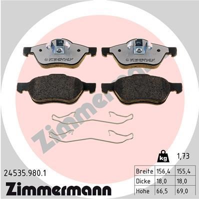 Otto Zimmermann 24535.980.1 Тормозные колодки дисковые, комплект 245359801: Отличная цена - Купить в Польше на 2407.PL!