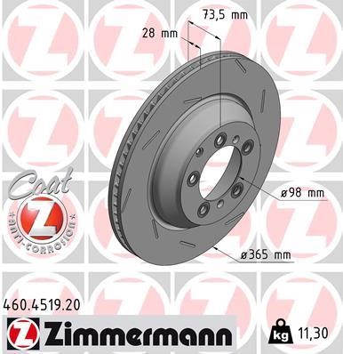 Otto Zimmermann 460.4519.20 Disc brake rear left ventilated 460451920: Buy near me in Poland at 2407.PL - Good price!