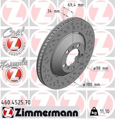 Otto Zimmermann 460.4525.70 Тормозной диск передний правый вентилируемый 460452570: Отличная цена - Купить в Польше на 2407.PL!