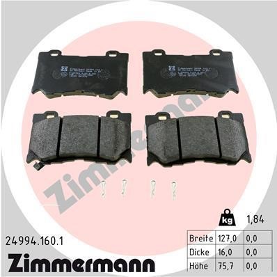 Otto Zimmermann 24994.160.1 Тормозные колодки дисковые, комплект 249941601: Отличная цена - Купить в Польше на 2407.PL!