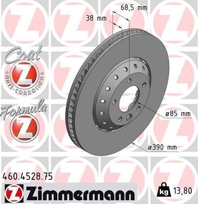 Otto Zimmermann 460.4528.75 Ventilated front left brake disc 460452875: Buy near me in Poland at 2407.PL - Good price!