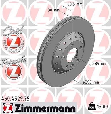 Otto Zimmermann 460.4529.75 Тормозной диск передний правый вентилируемый 460452975: Отличная цена - Купить в Польше на 2407.PL!