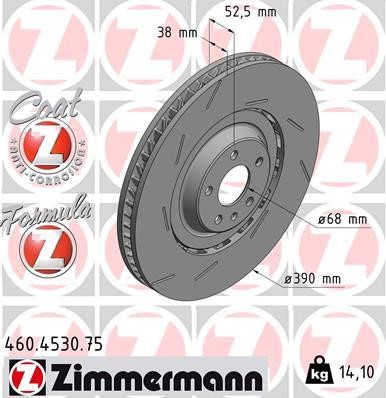 Otto Zimmermann 460.4530.75 Ventilated front left brake disc 460453075: Buy near me in Poland at 2407.PL - Good price!