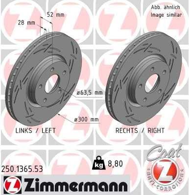 Otto Zimmermann 250.1365.53 Front brake disc ventilated 250136553: Buy near me in Poland at 2407.PL - Good price!