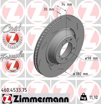 Otto Zimmermann 460.4533.75 Тормозной диск задний левый вентилируемый 460453375: Отличная цена - Купить в Польше на 2407.PL!